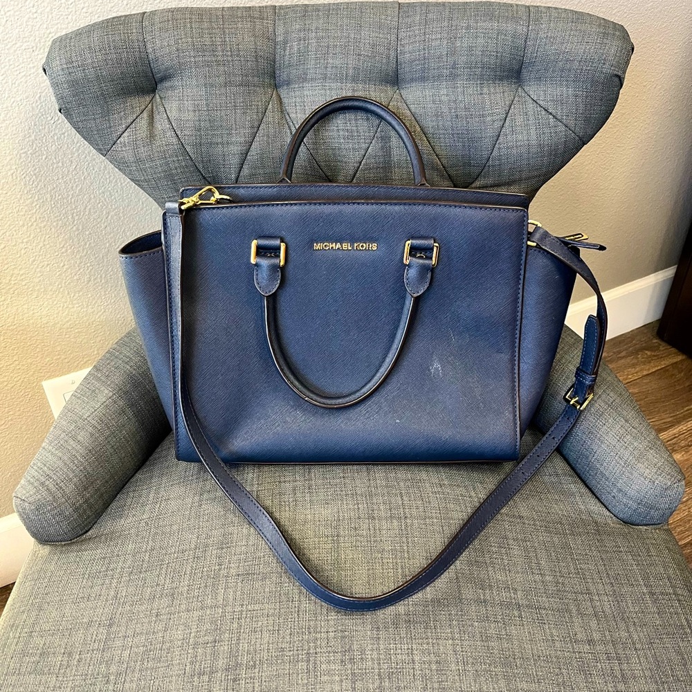 Michael Kors Navy leather bag